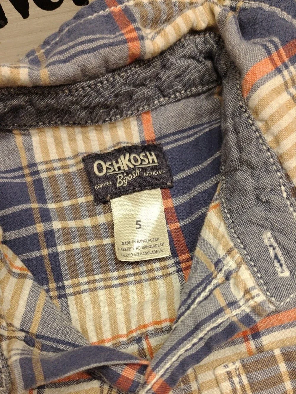 OshKosh B'gosh Blue and Cream Plaid Button-Up Shirt